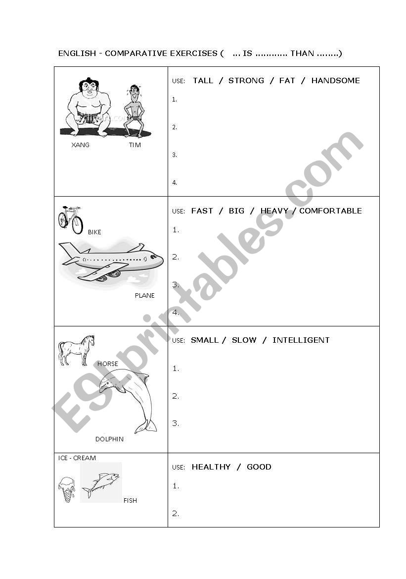 comparative exercises worksheet