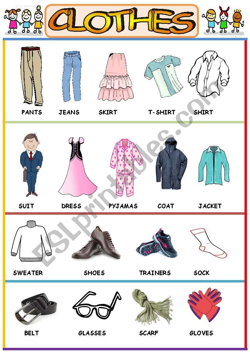 clothes worksheet