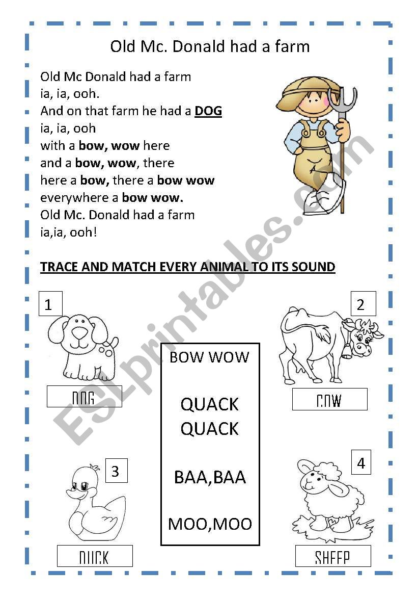 OLD MC DONALD  worksheet