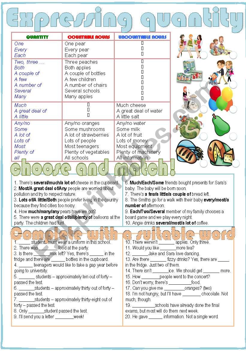 Expressing Quantity worksheet