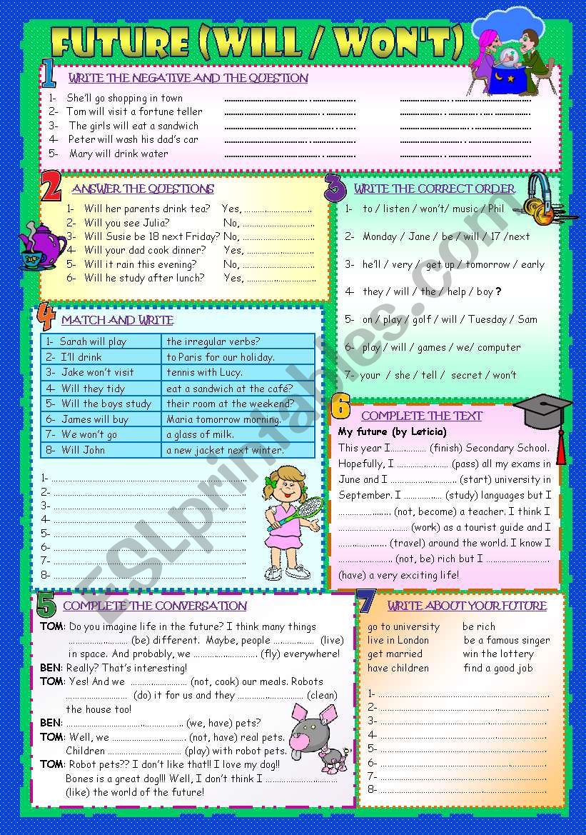 (FUTURE (WILL/WONÂ´T) worksheet