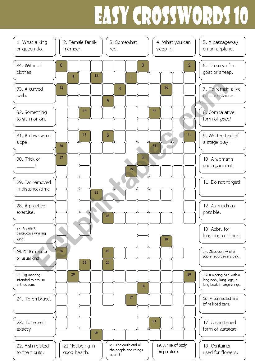 Easy Crosswords 10 worksheet