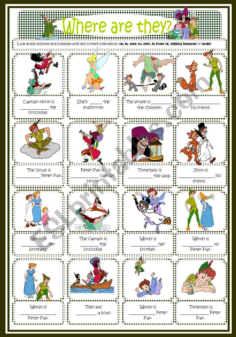 Prepositions with Peter Pan and his friends