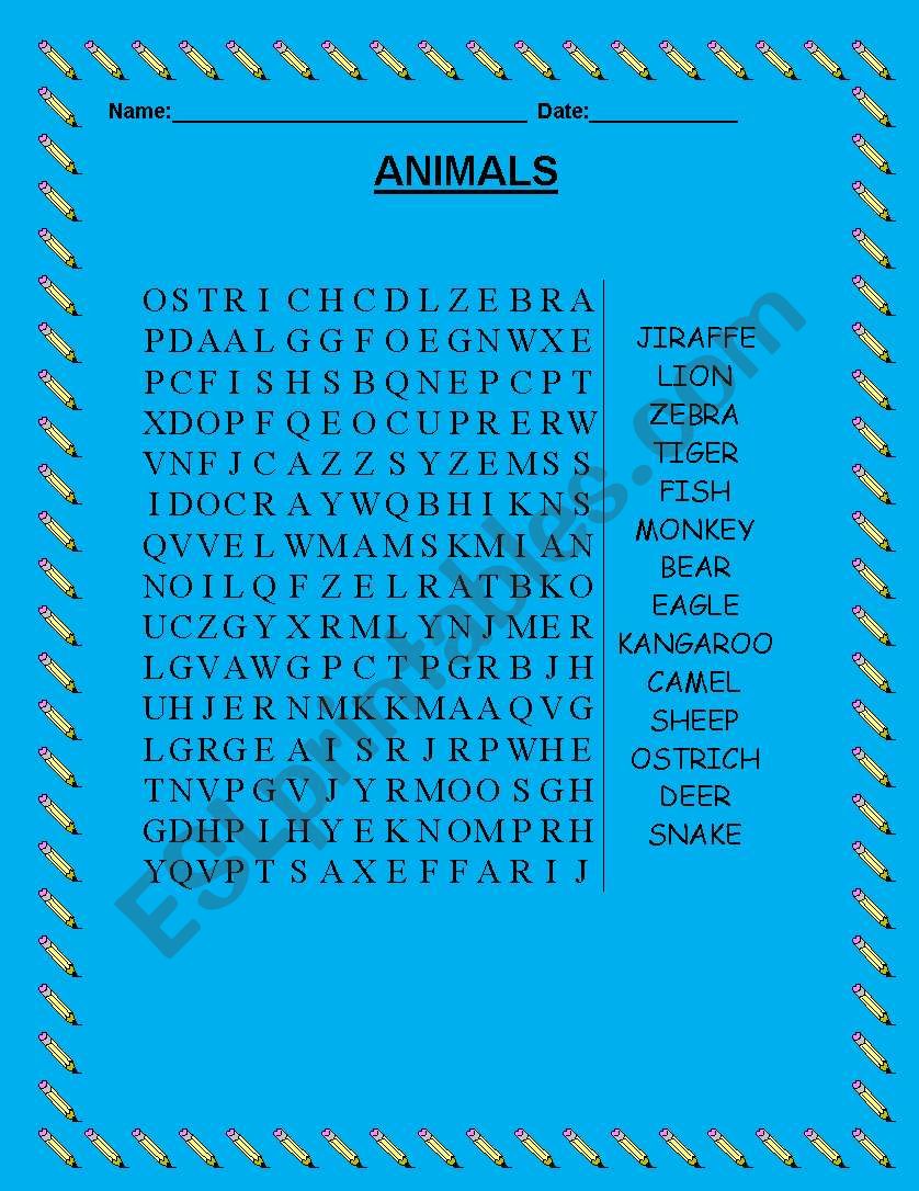 ANIMALS worksheet