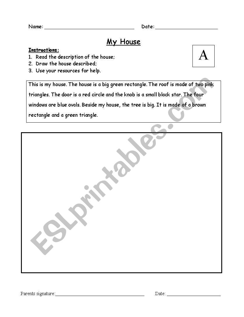 House description worksheet