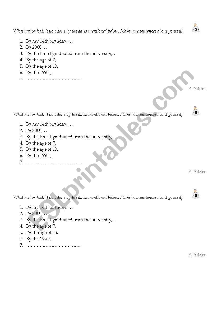 past perfect simle worksheet