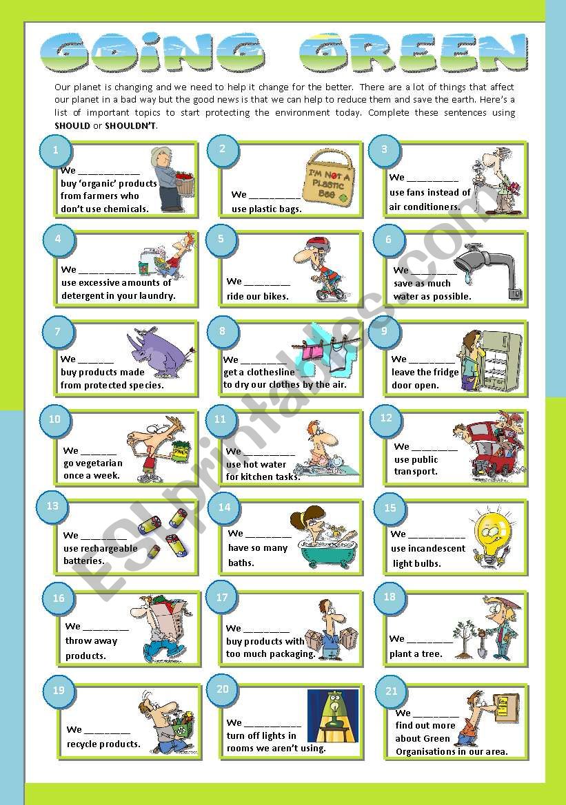 GOING GREEN worksheet