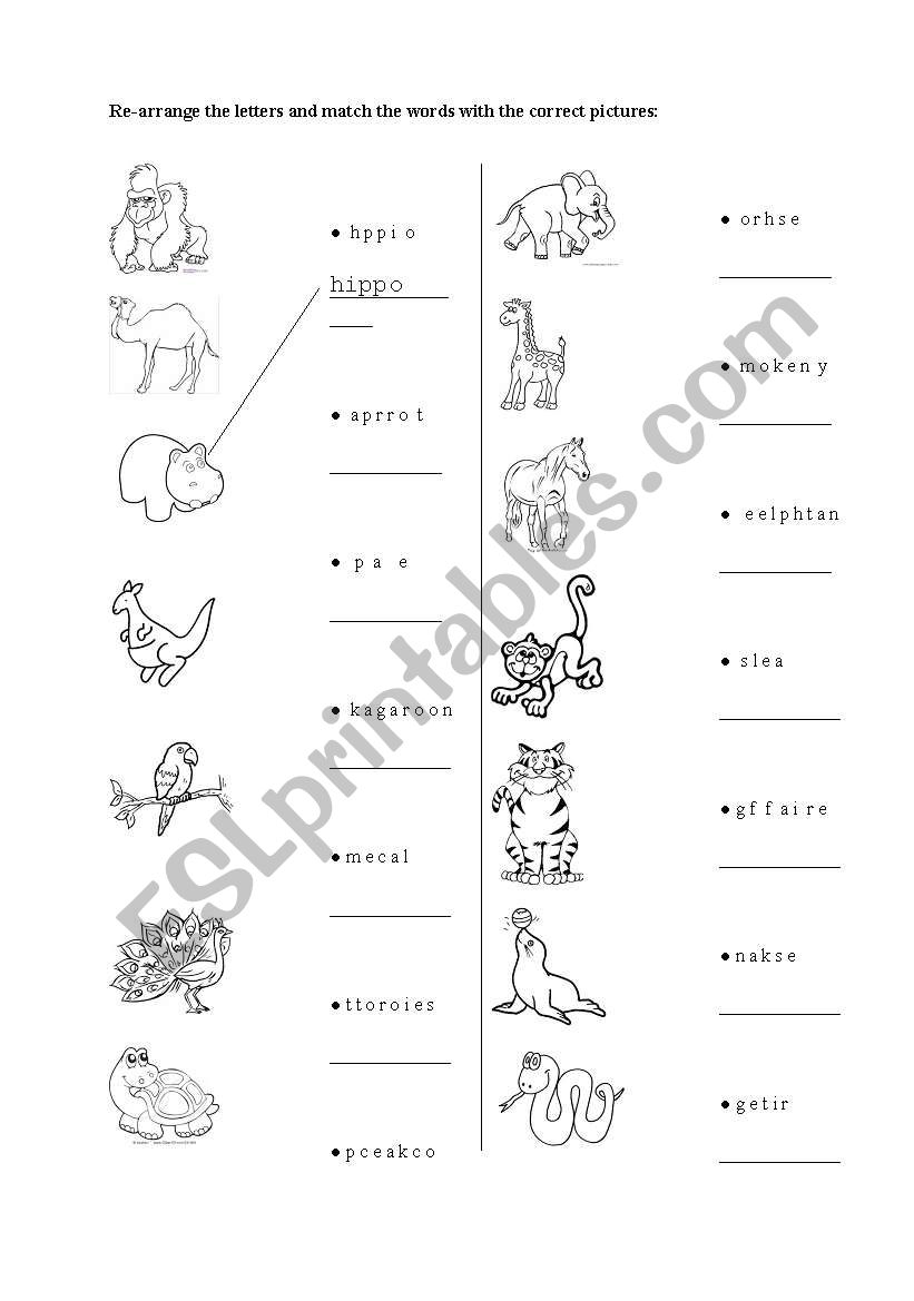 zoo animals worksheet