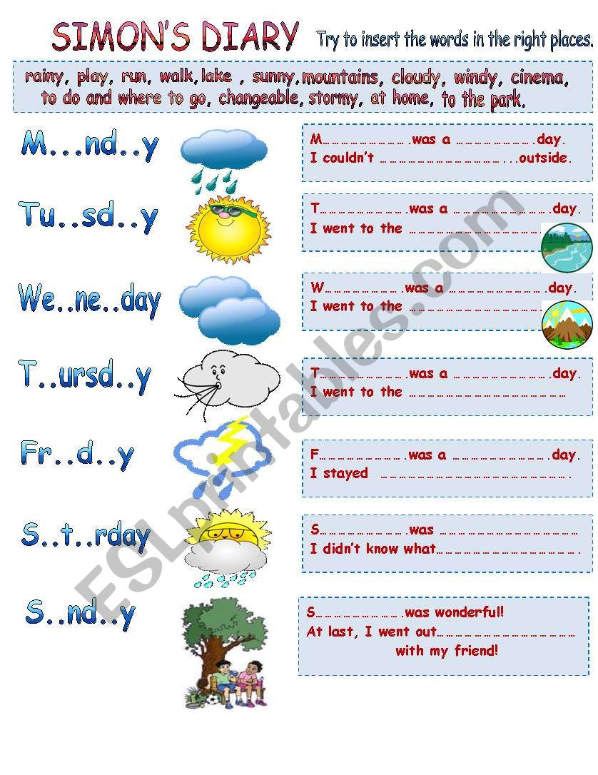 Simons Diary. Weather observing diary.