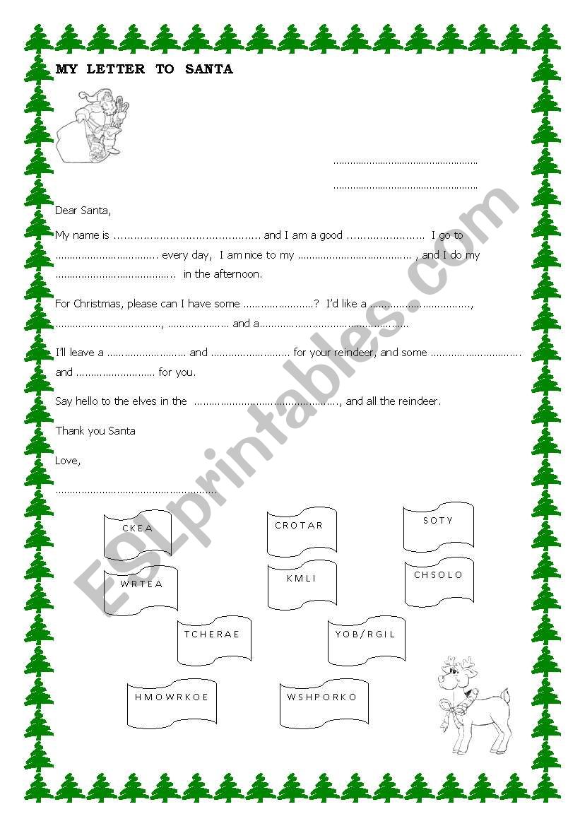 Letter to Santa worksheet