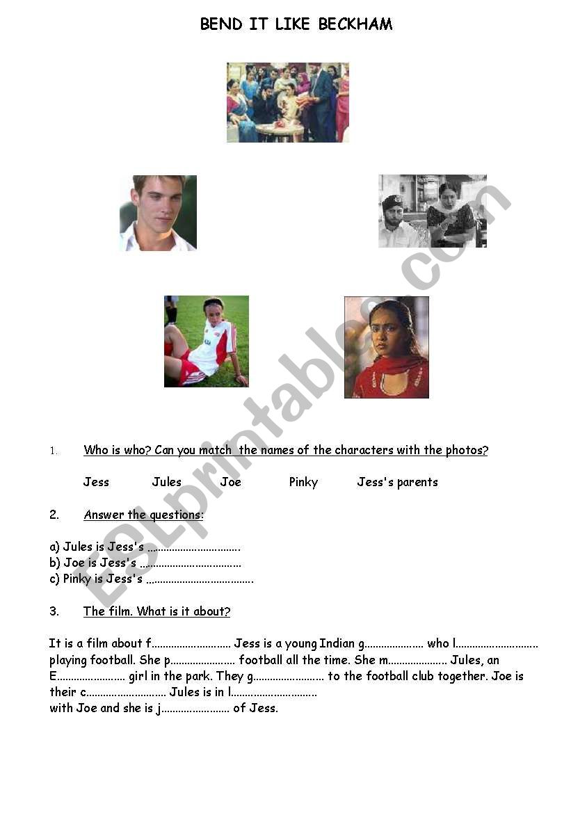 Movie: Bend It like beckham worksheet