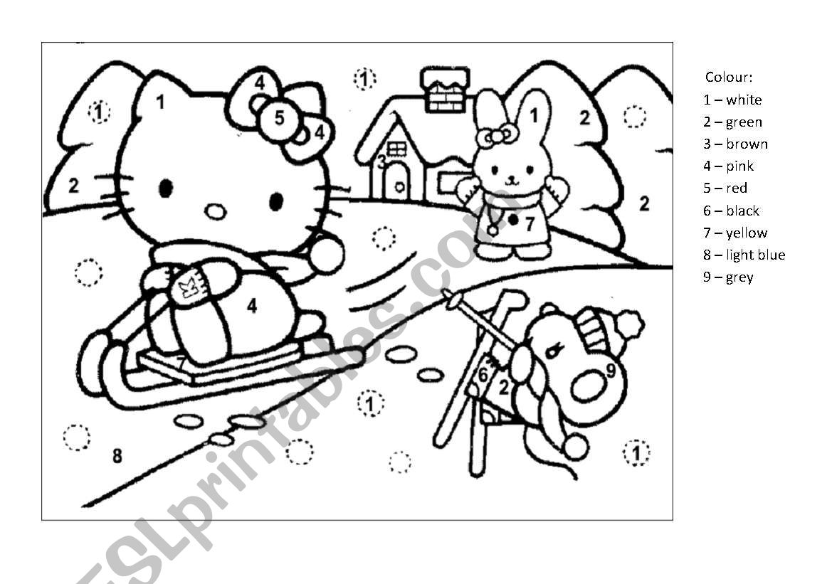 Colouring Hello Kitty worksheet