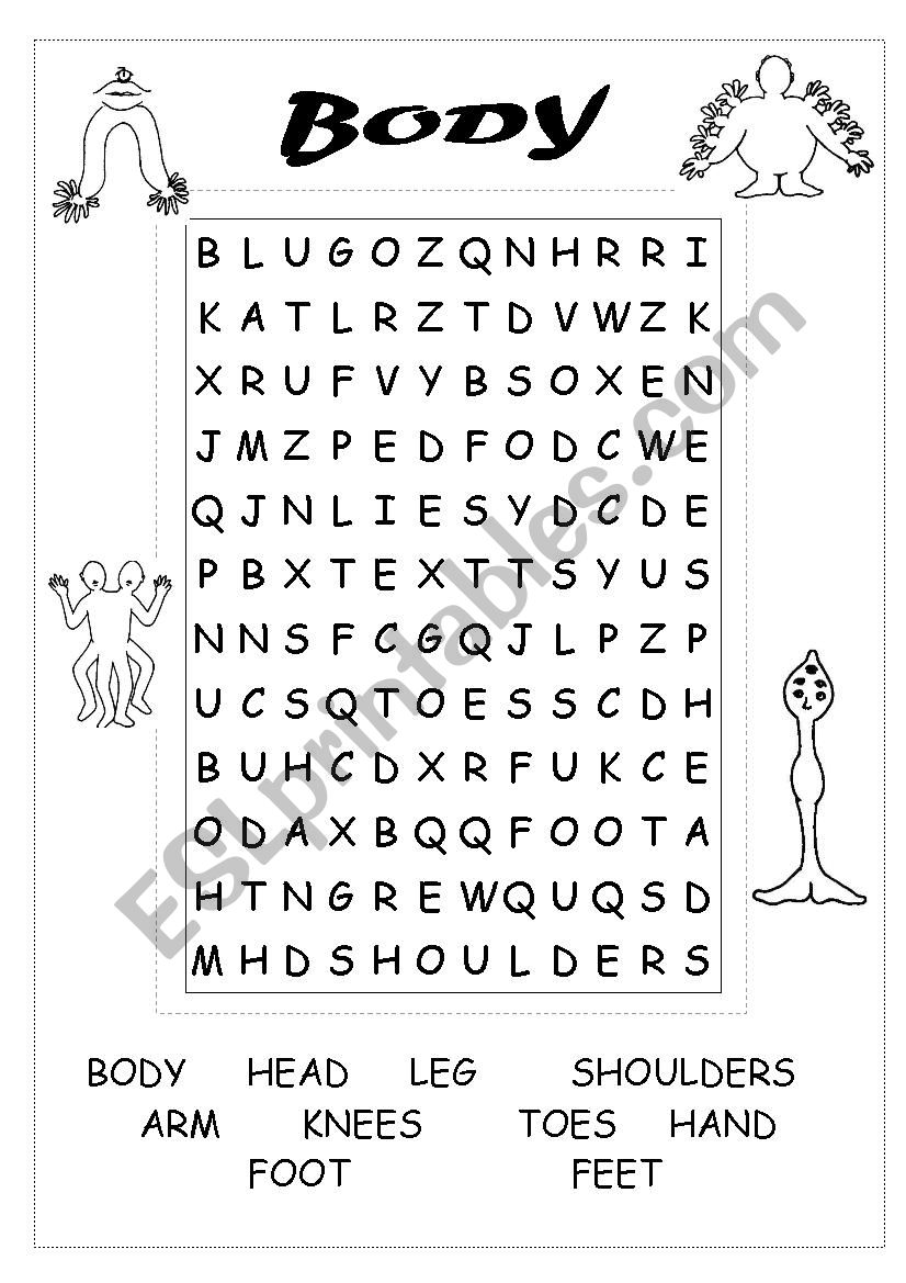 Body Wordsearch worksheet