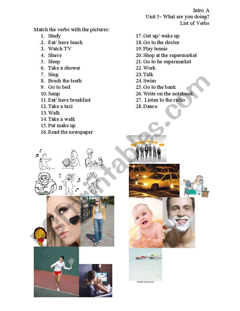Verbs worksheet