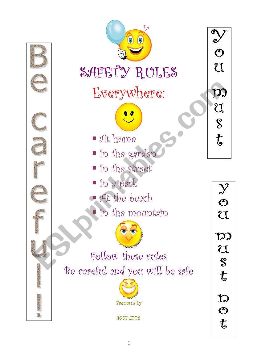 Safety Rules - Leaflet 1/3 worksheet