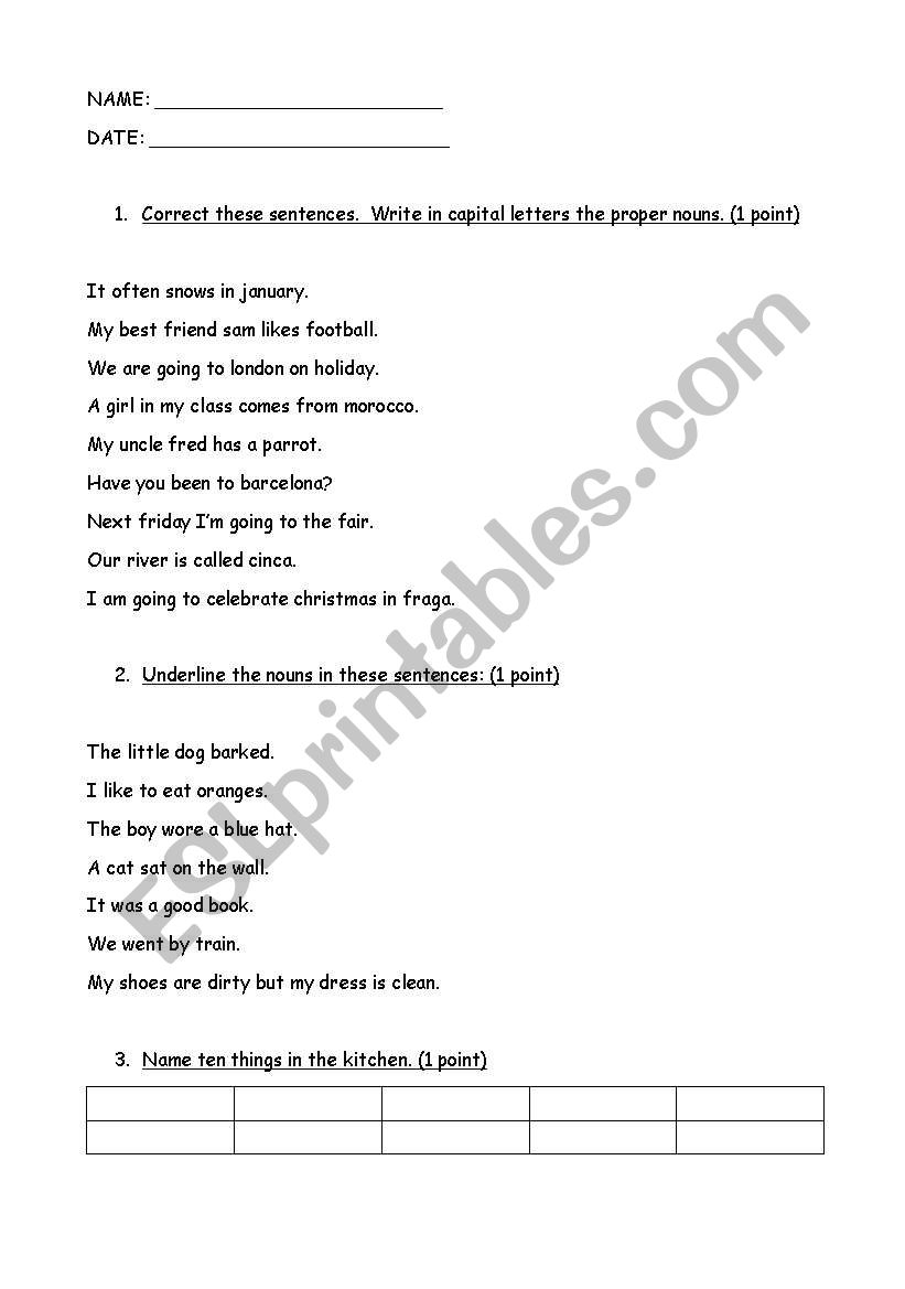 NOUNS  worksheet