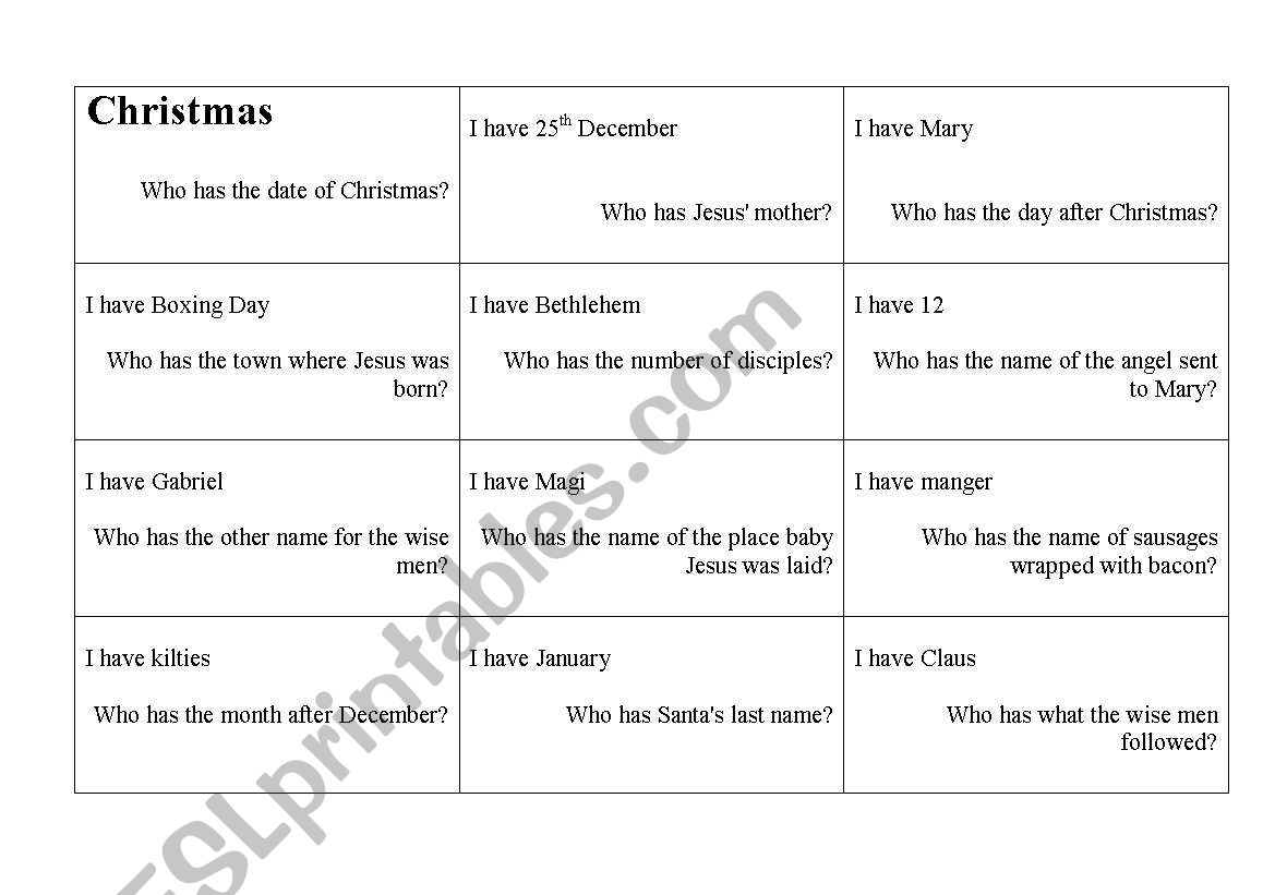christmasloopcards worksheet