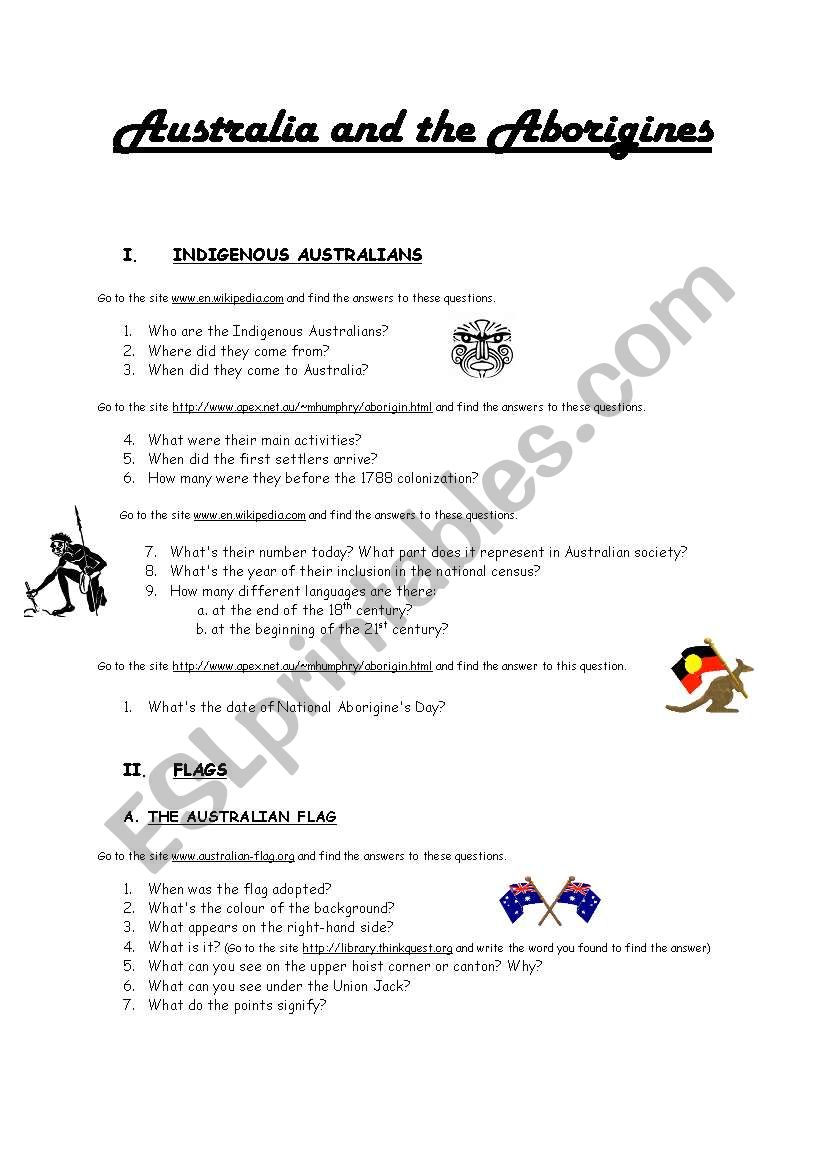 Australia and the Aborigines worksheet