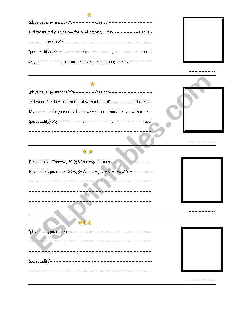 Describing people worksheet