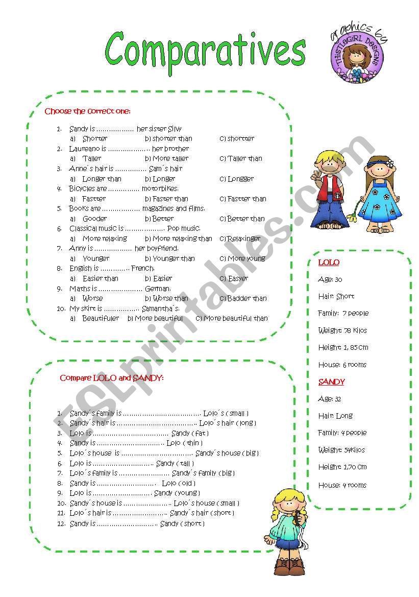 Comparatives worksheet