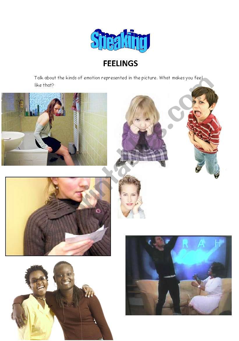 Speaking - feelings worksheet