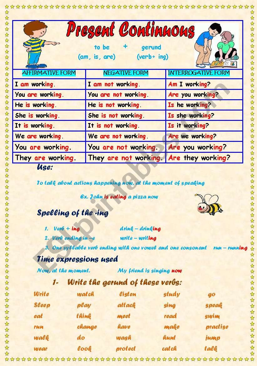 Present Continuous  worksheet