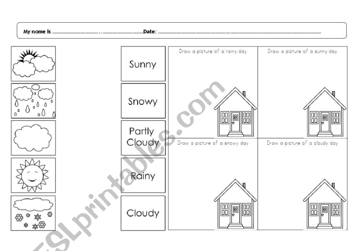Weather matching and drawing worksheet