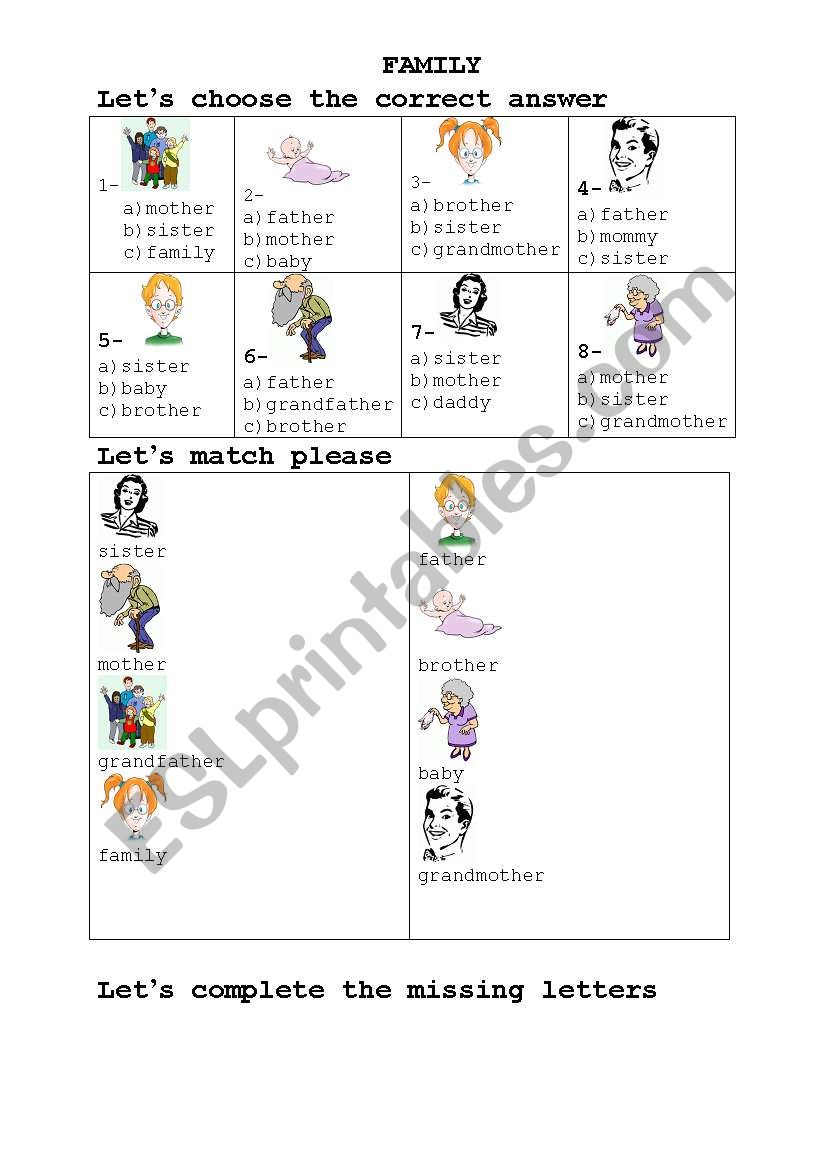 family members worksheet