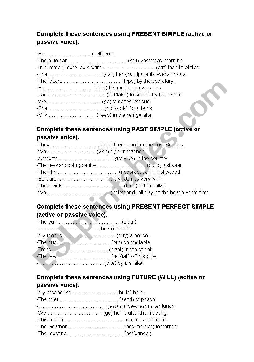 passive voice worksheet