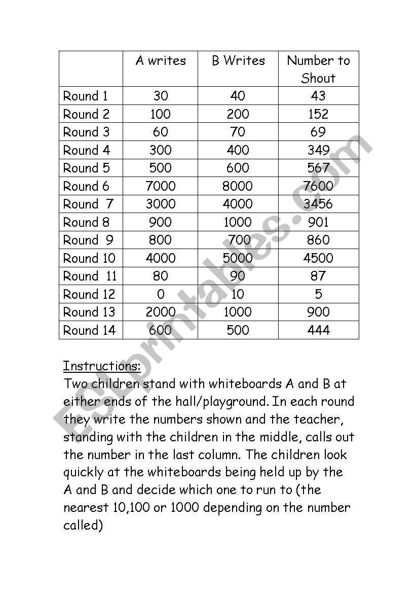 Rounding to the nearest 10 and 100 playground game