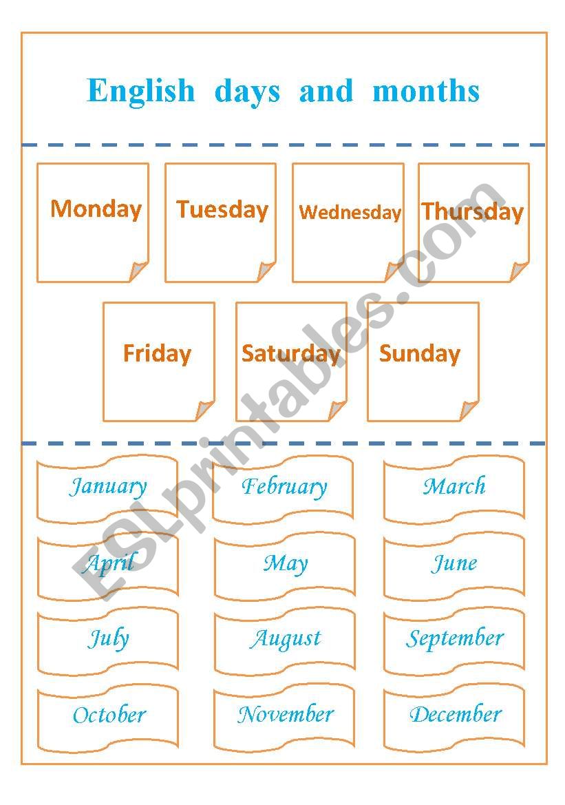 Days  and  months worksheet