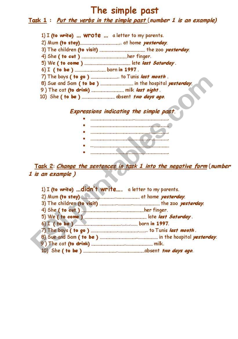 The simple past 2/2 worksheet