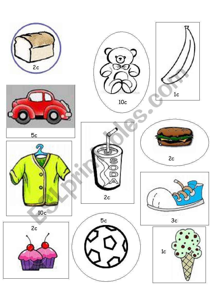 shopping worksheet