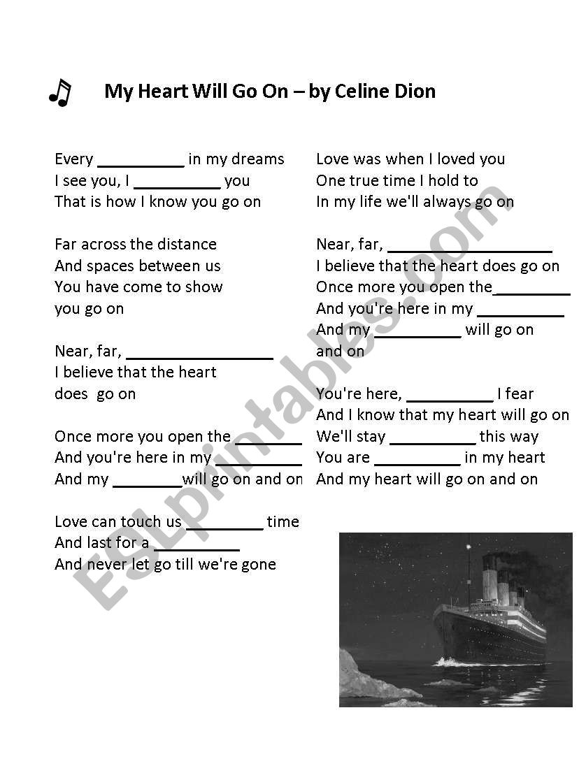 Song - My Heart with go on - Celine Dion - with MAD LIBS