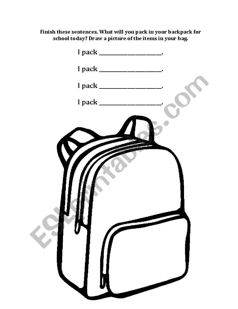 I pack worksheet