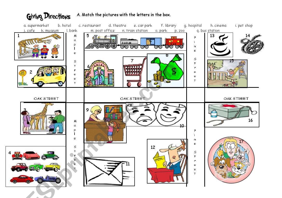 giving directions worksheet