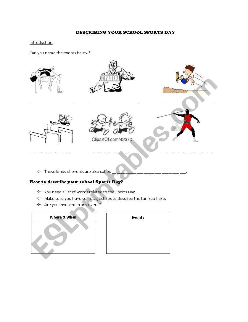 School Sports Day worksheet