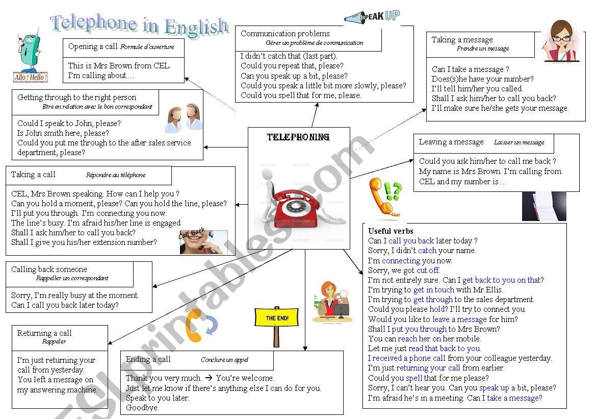 Telephone in English worksheet