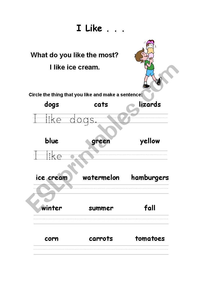 I like... worksheet