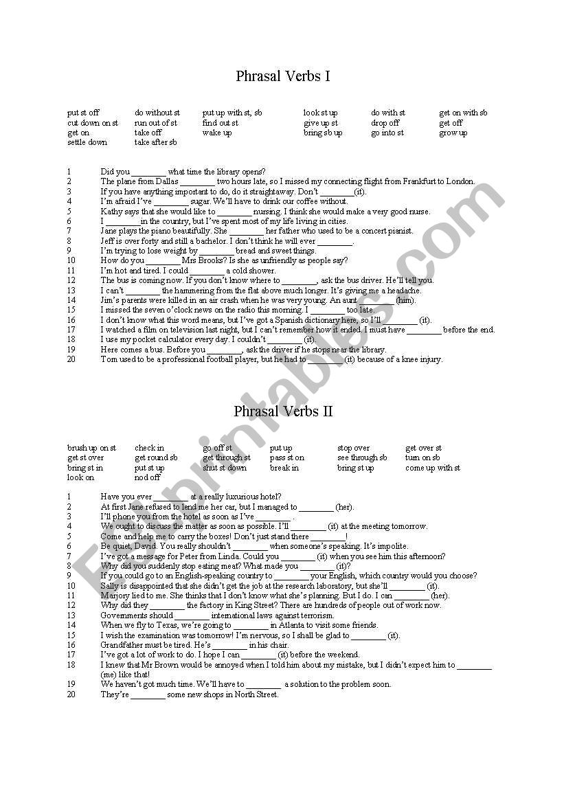 Phrasal Verbs 1 worksheet