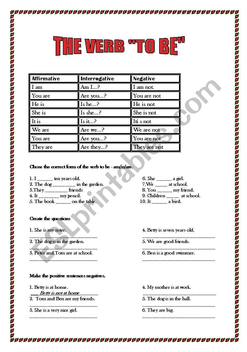 The verb to be worksheet