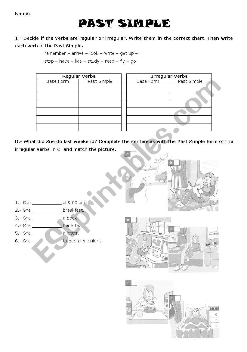 Past simple worksheet