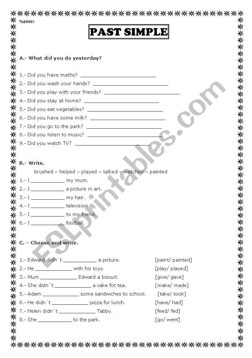 Past simple worksheet