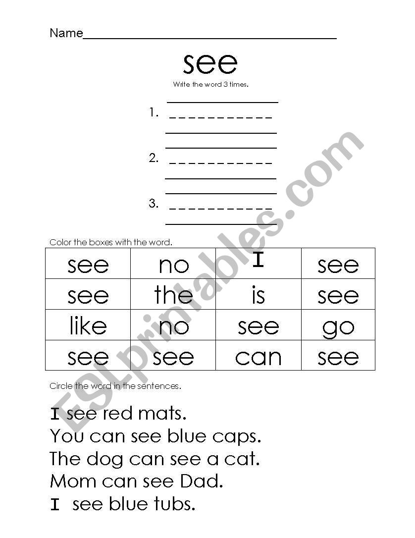 see word worksheet