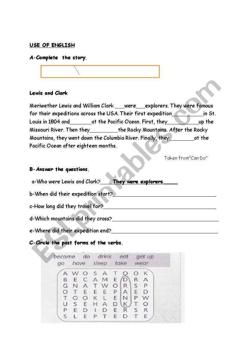  STORY PAST SIMPLE worksheet