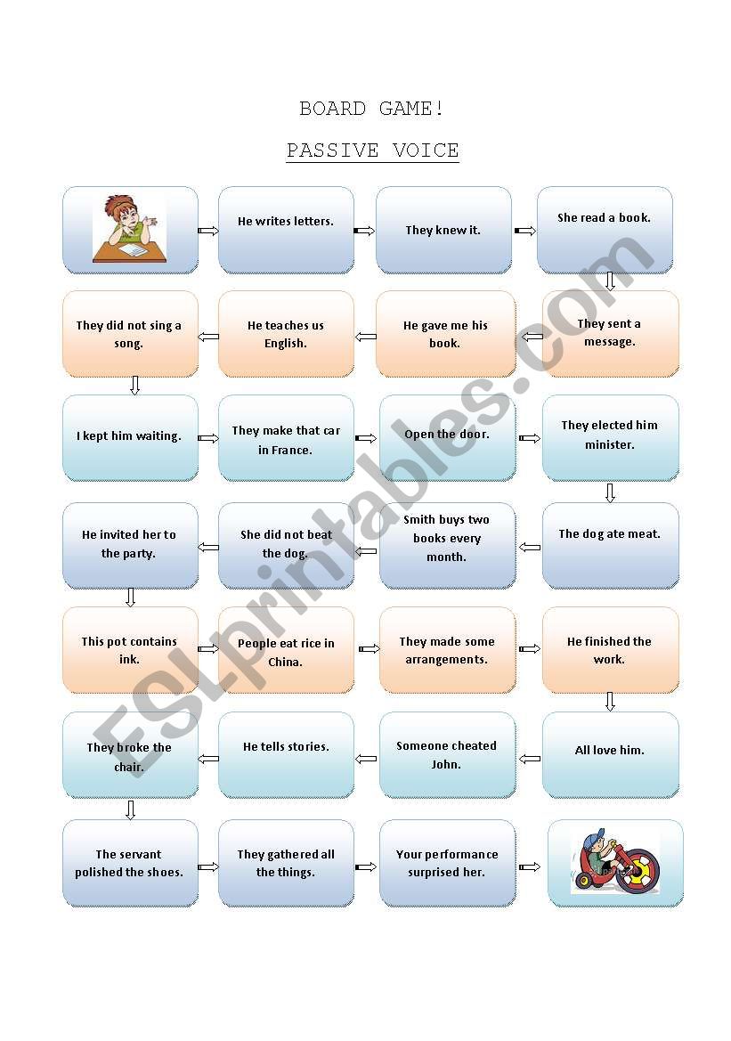 Passive Voice Board Game  worksheet