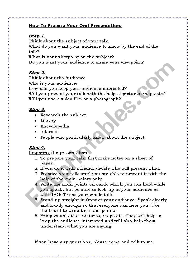 how to prepare for an oral presentation