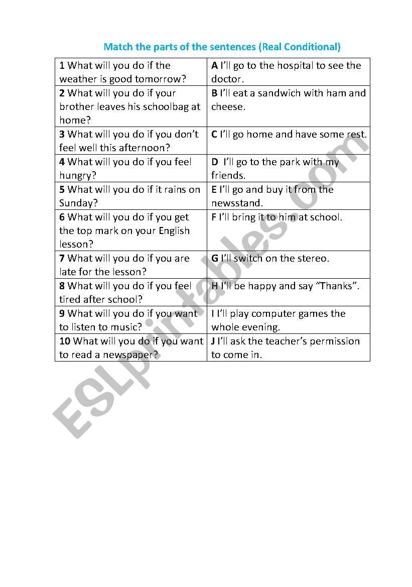 Conditionals worksheet