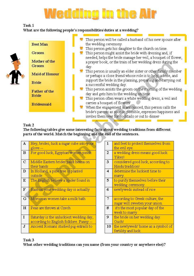 Wedding in the Air worksheet