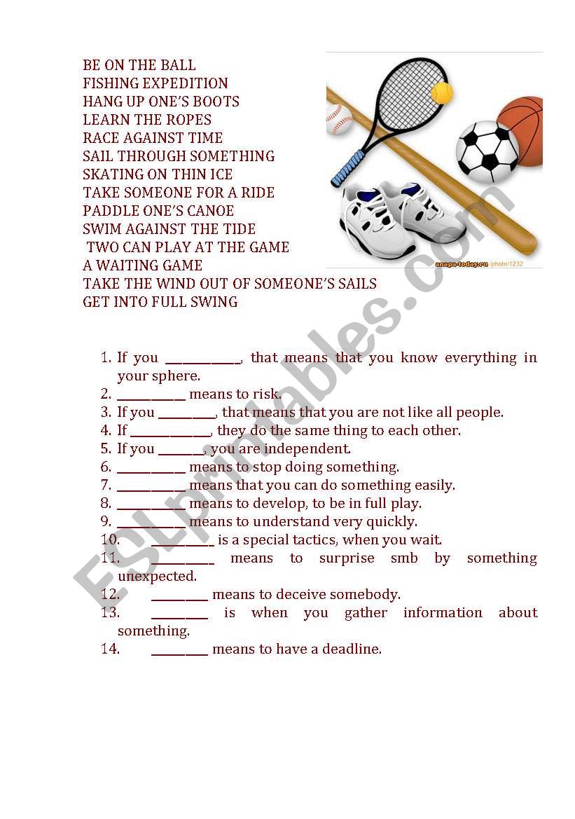 Sports Idioms worksheet
